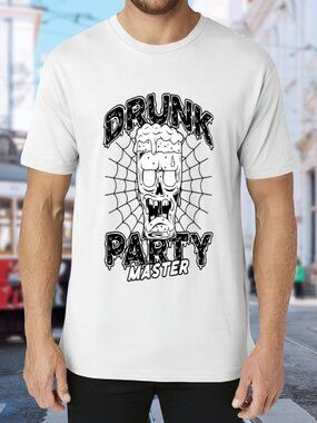 Drunk Party Master Graphic Tee - White